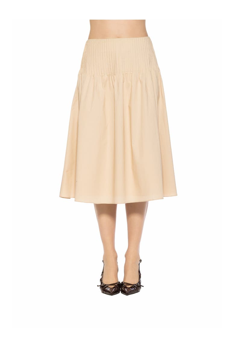 Esme Pintuck Waist Full Poplin Skirt, Main, color, Beige