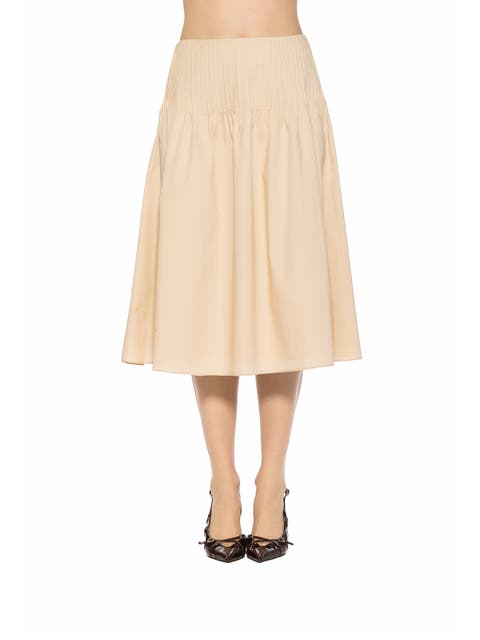 Esme Pintuck Waist Full Poplin Skirt