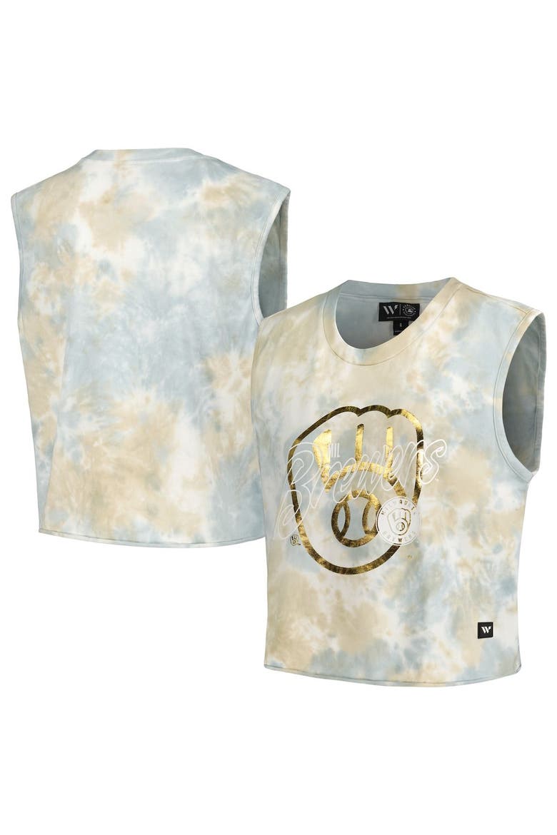 Women's The Wild Collective White Milwaukee Brewers Washed Muscle Tank Top, Main, color, White