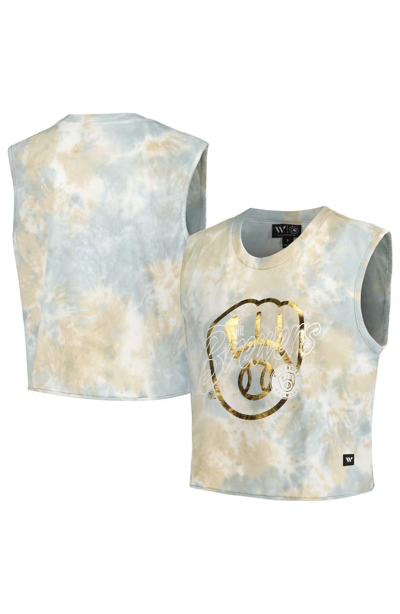 THE WILD COLLECTIVE Women's The Wild Collective White Milwaukee Brewers Washed Muscle Tank Top, Main, color, White