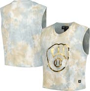 THE WILD COLLECTIVE Women's The Wild Collective White Milwaukee Brewers Washed Muscle Tank Top