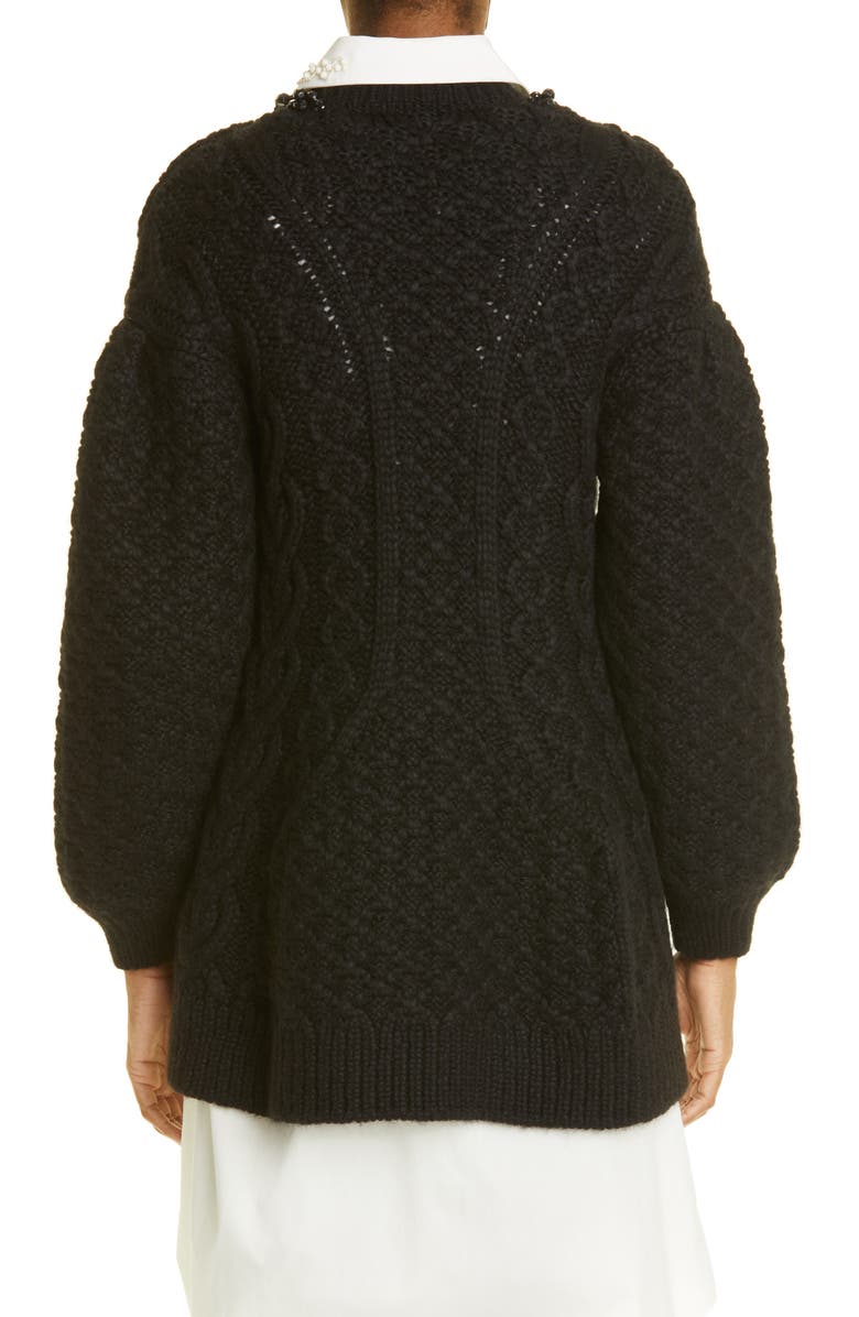 Simone Rocha Signature Sleeve Cable Knit Alpaca Blend Sweater, Alternate, color, 