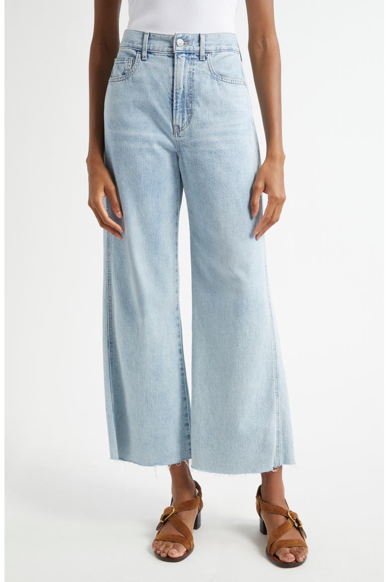 Taylor Raw Hem High Waist Ankle Wide Leg Jeans, Main, color, PALE STONE