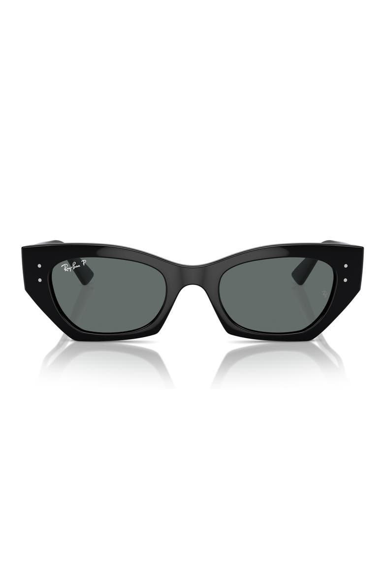 Zena 52mm Polarized Irregular Butterfly Sunglasses, Alternate, color, BLACK