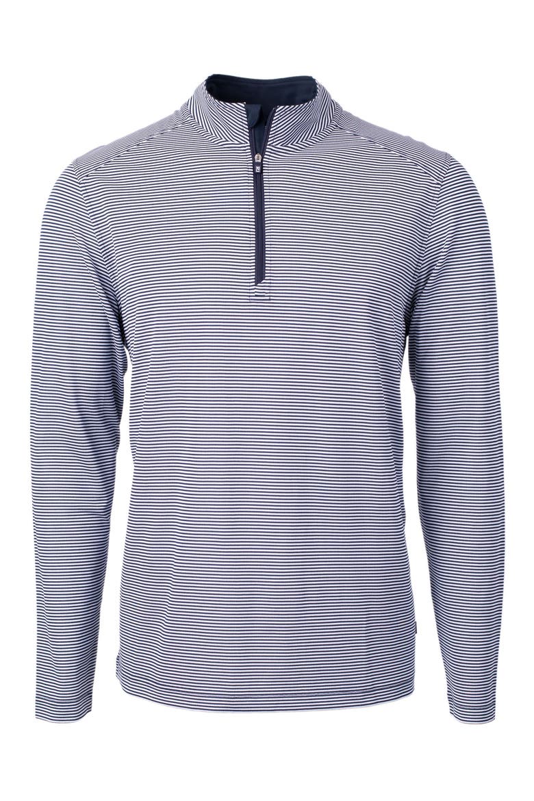 Virtue Micro Stripe Quarter Zip Pullover, Main, color, NAVY BLUE/ WHITE