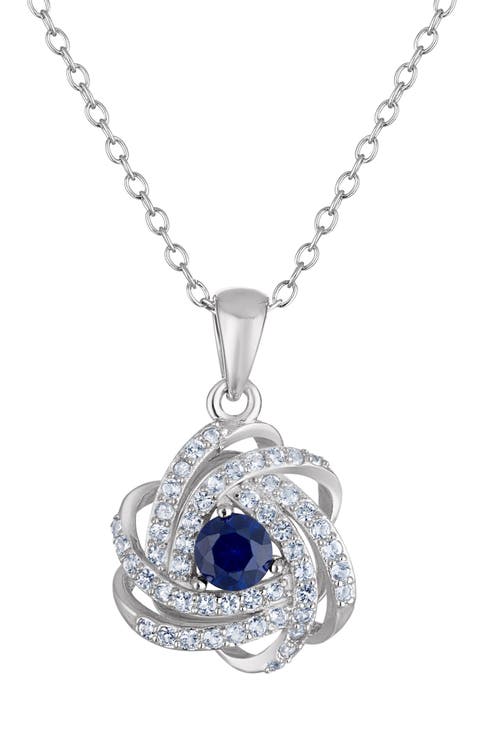 Sterling Silver & Stone Knot Pendant Necklace