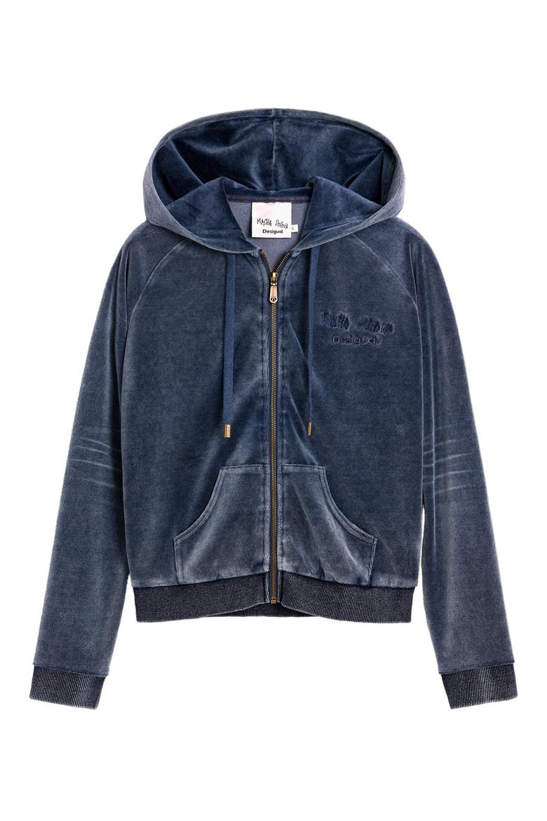 x Masha Popova Velour Zip Hoodie, Alternate, color, NAVY BLUE