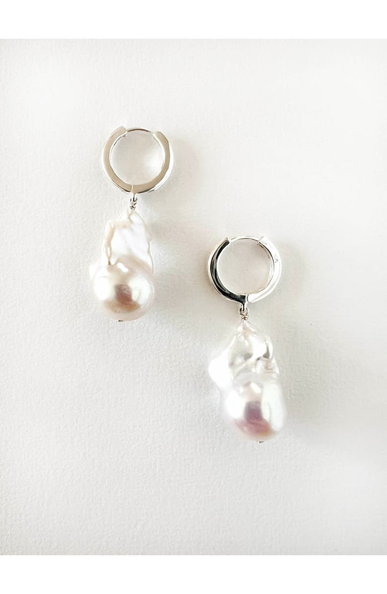 Astor & Orion Baroque Pearl Huggies Sterling Silver, Alternate, color, Silver