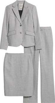Anne Klein Mini Houndstooth Blazer, Skirt & Pants Set