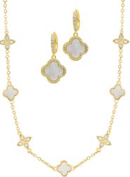 Adornia Clover Drop Earrings & Station Necklace Set