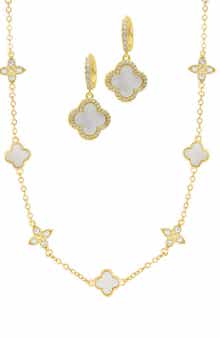 Adornia Clover Drop Earrings & Station Necklace Set