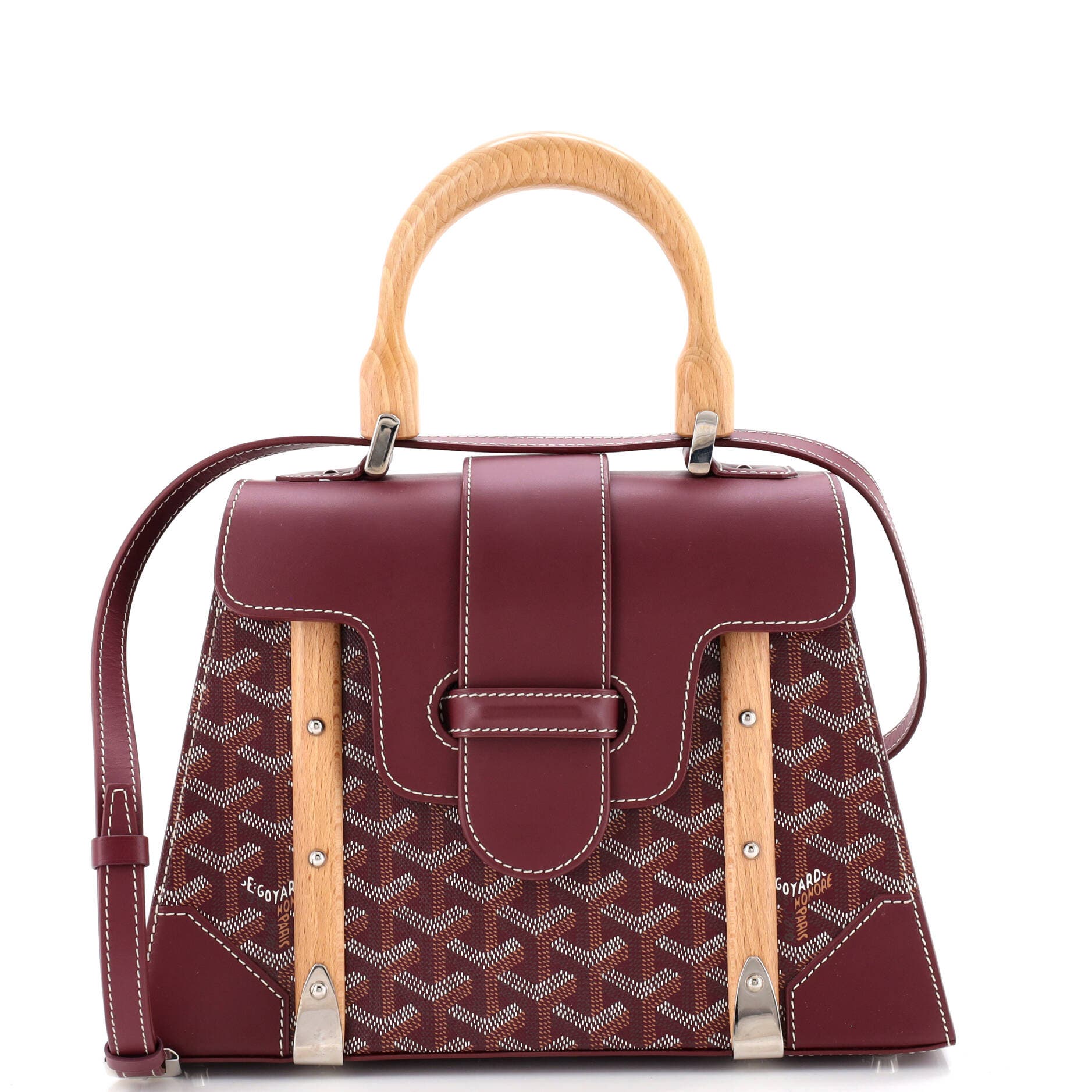 Saigon Top Handle Bag Coated Canvas with Leather PM, Main, color, Burgundy