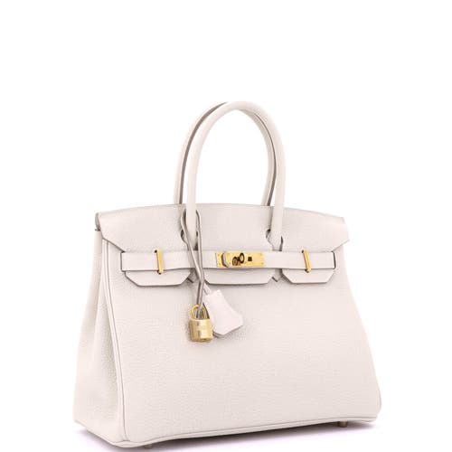 Pre-owned Hermes  Hermes Birkin Handbag Light Togo With Rose Gold Hardware 30 In White