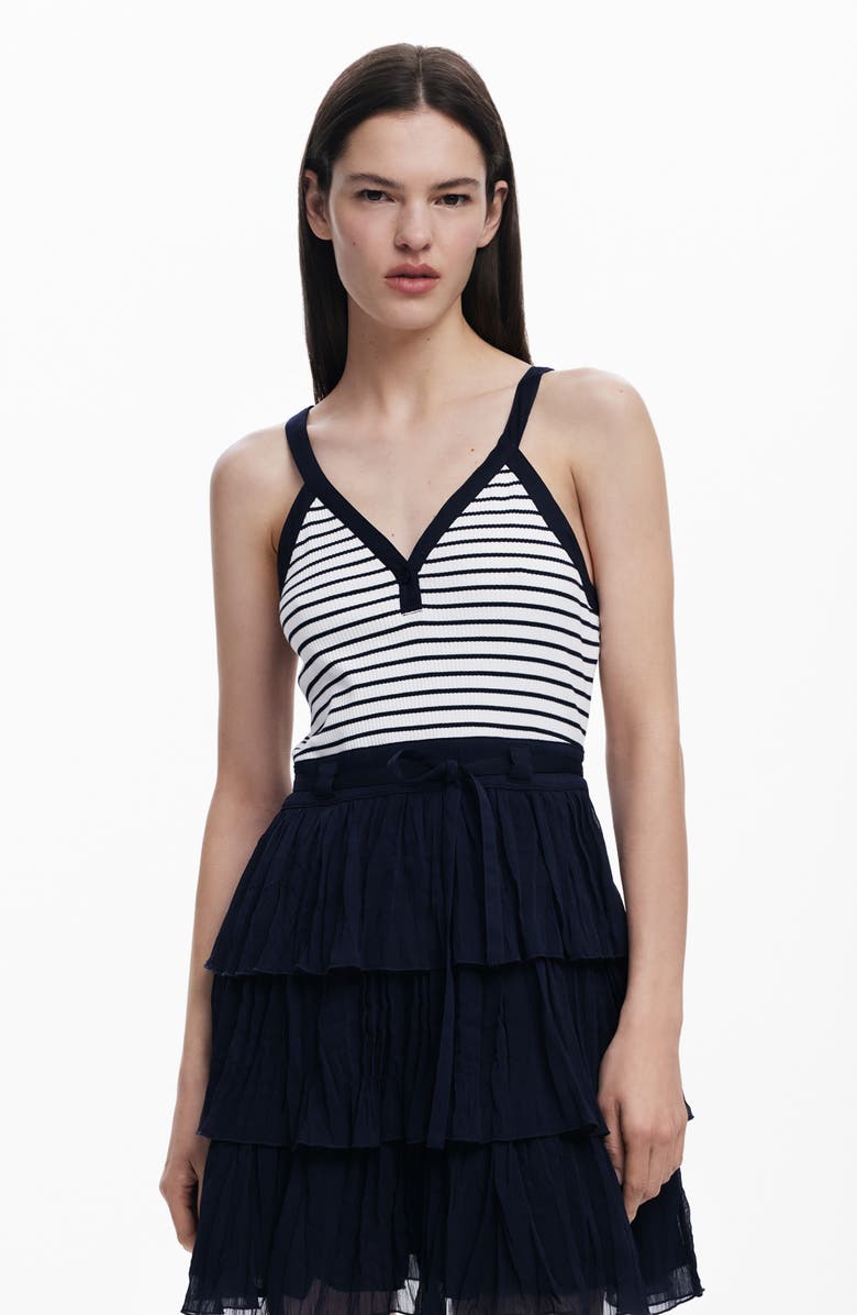 Desigual Mix Media Sleeveless Minidress, Alternate, color,