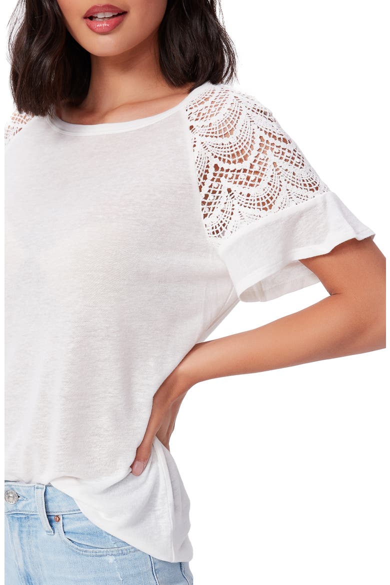 Finley Crochet Lace Sleeve Top, Alternate, color, IVORY