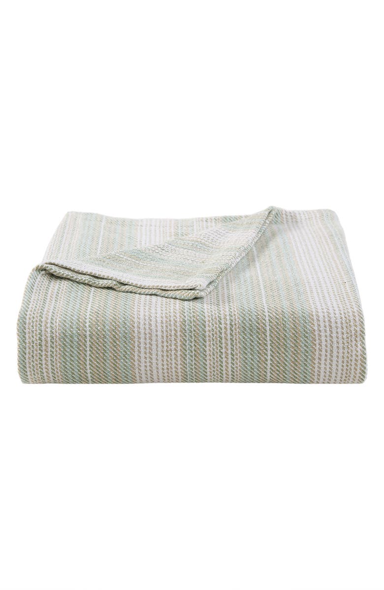 Tommy Bahama Sandy Shore Stripe Throw Blanket, Main, color, Sage Green