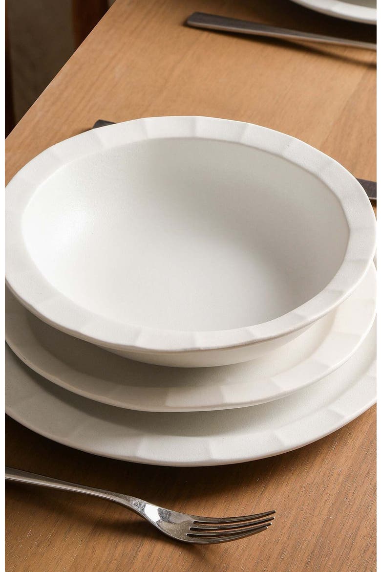 Oasis Stoneware 12-Piece Dinnerware Set, Alternate, color, White