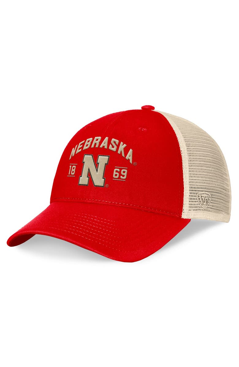 TOP OF THE WORLD Men's Top of the World Scarlet Nebraska Huskers Heritage Waylon Trucker Adjustable Hat, Main, color, 