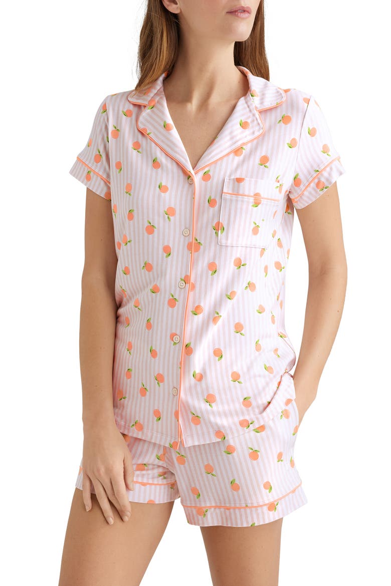 Piped Short Pajamas, Main, color, PINK
