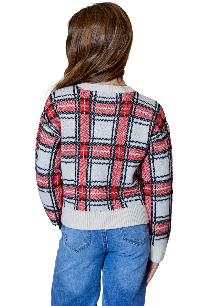 Design History Kids' Plaid Sweater, Alternate, color, Tan Suede