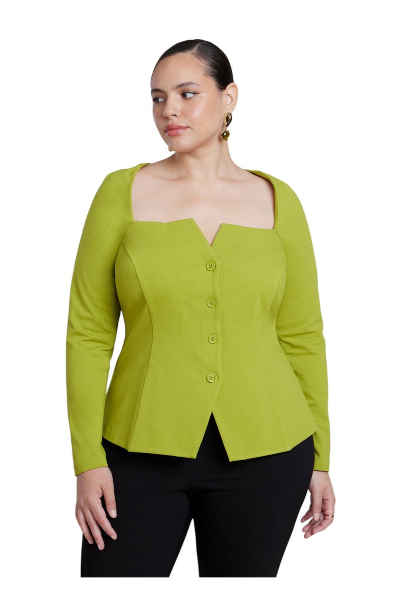 Square Neck Button Front Top, Main, color, PEAR LIQUEUR