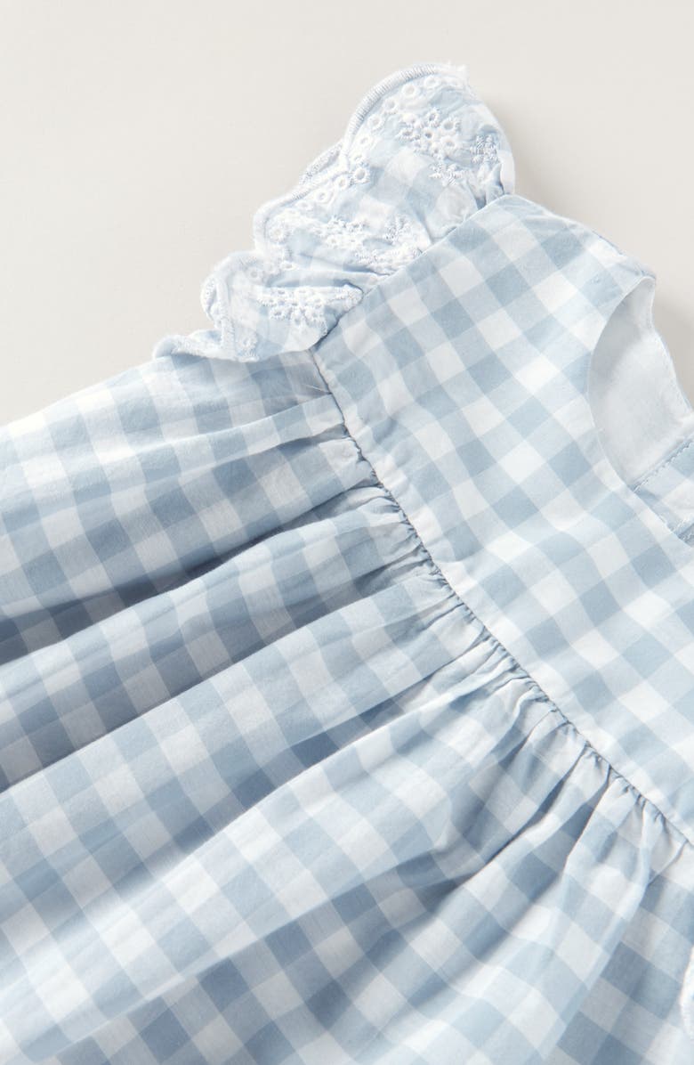 Nordstrom Scalloped Gingham Check Cotton Top & Bloomers, Alternate, color, Blue Fog Gingham