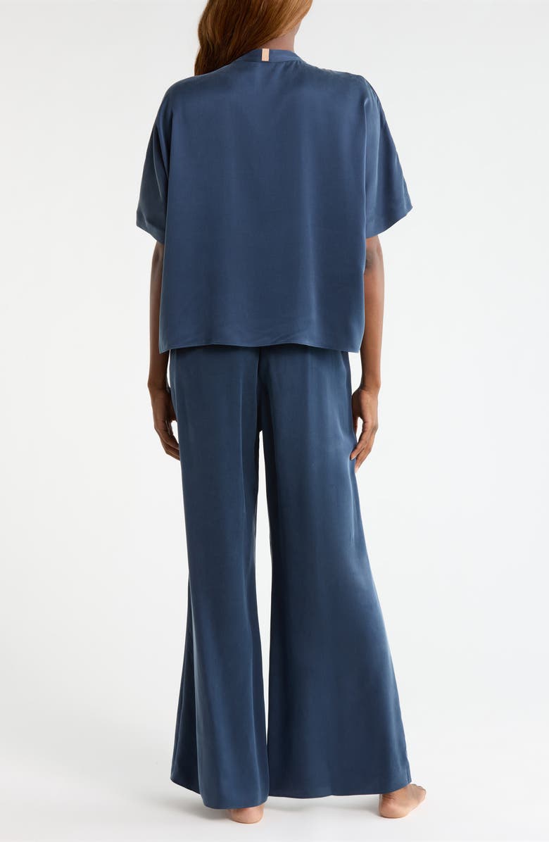 Lunya Washable Silk Crossover Pajamas, Alternate, color, Deep Blue