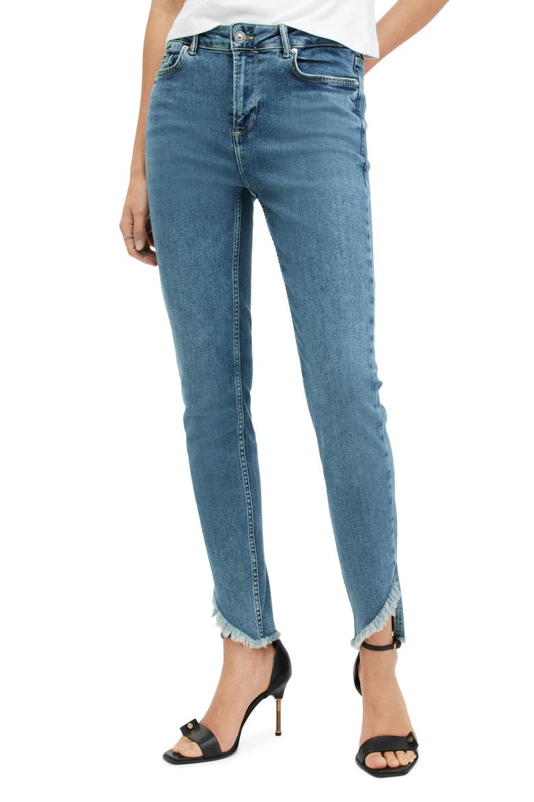 Dax Asymmetric Hem Jeans, Main, color, HUNTER BLUE