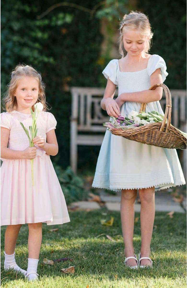 Hope & Henry Girls' Organic Puff Sleeve Smocked Party Dress, Kids, Alternate, color,