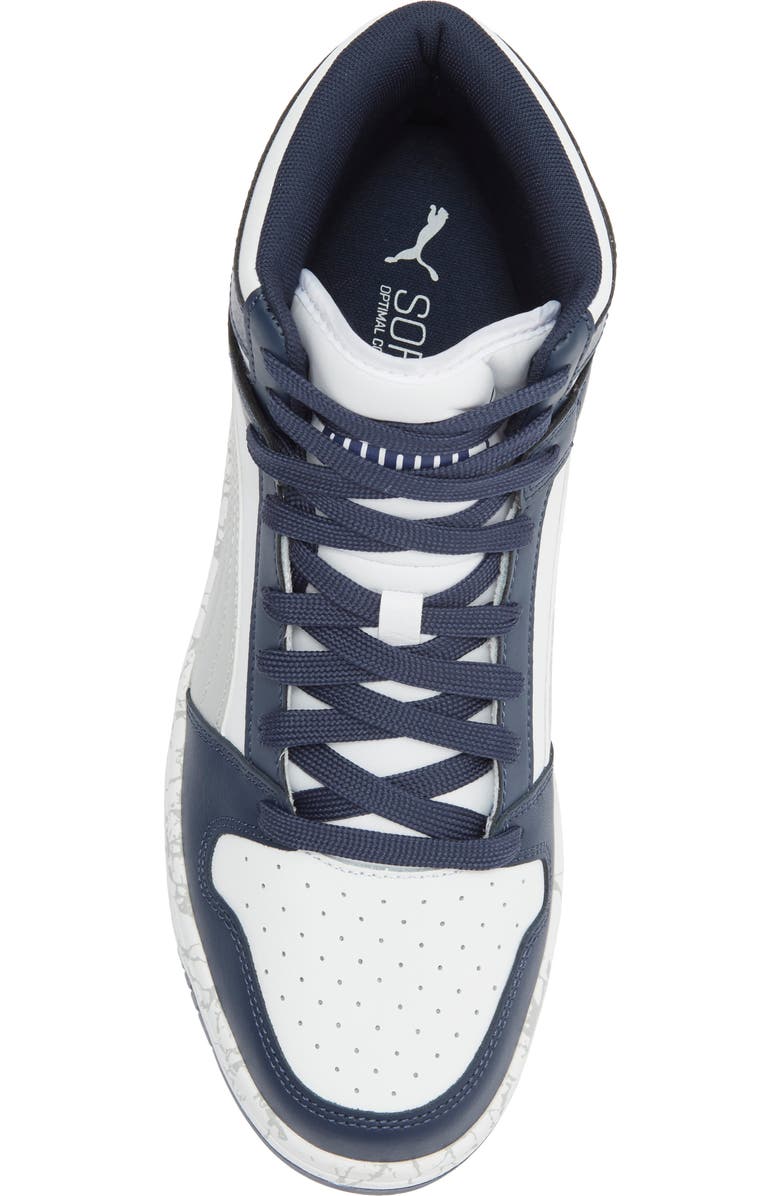 PUMA Rebound Layup Atypical High Top Sneaker, Alternate, color, Puma White/ Light Gray/ Navy