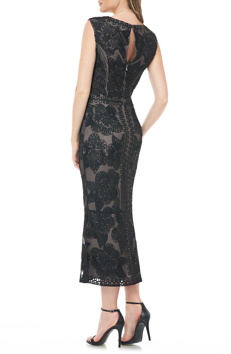 JS Collections Beaded V-Neck Midi Dress, Alternate, color,