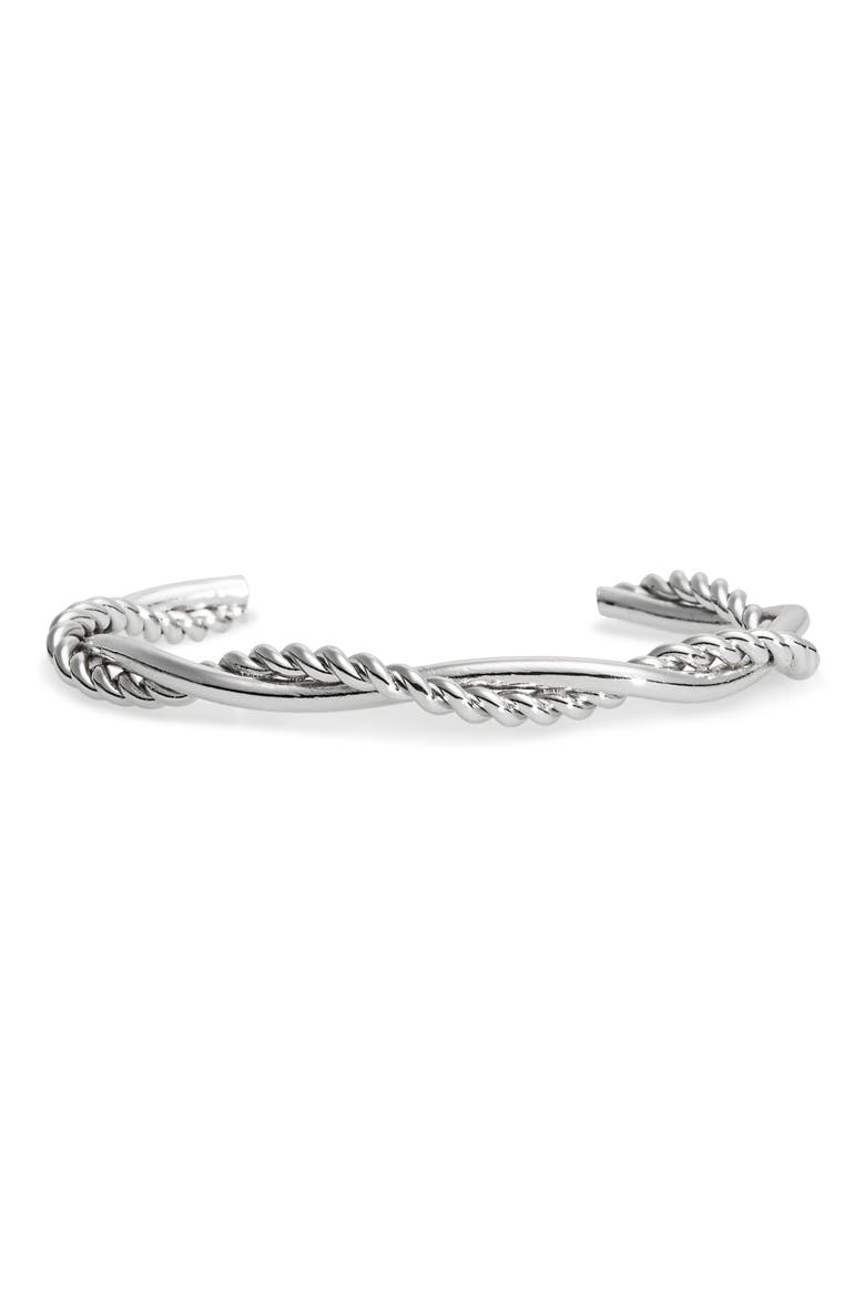 Demi Fine Twisted Cuff Bracelet, Main, color, SILVER