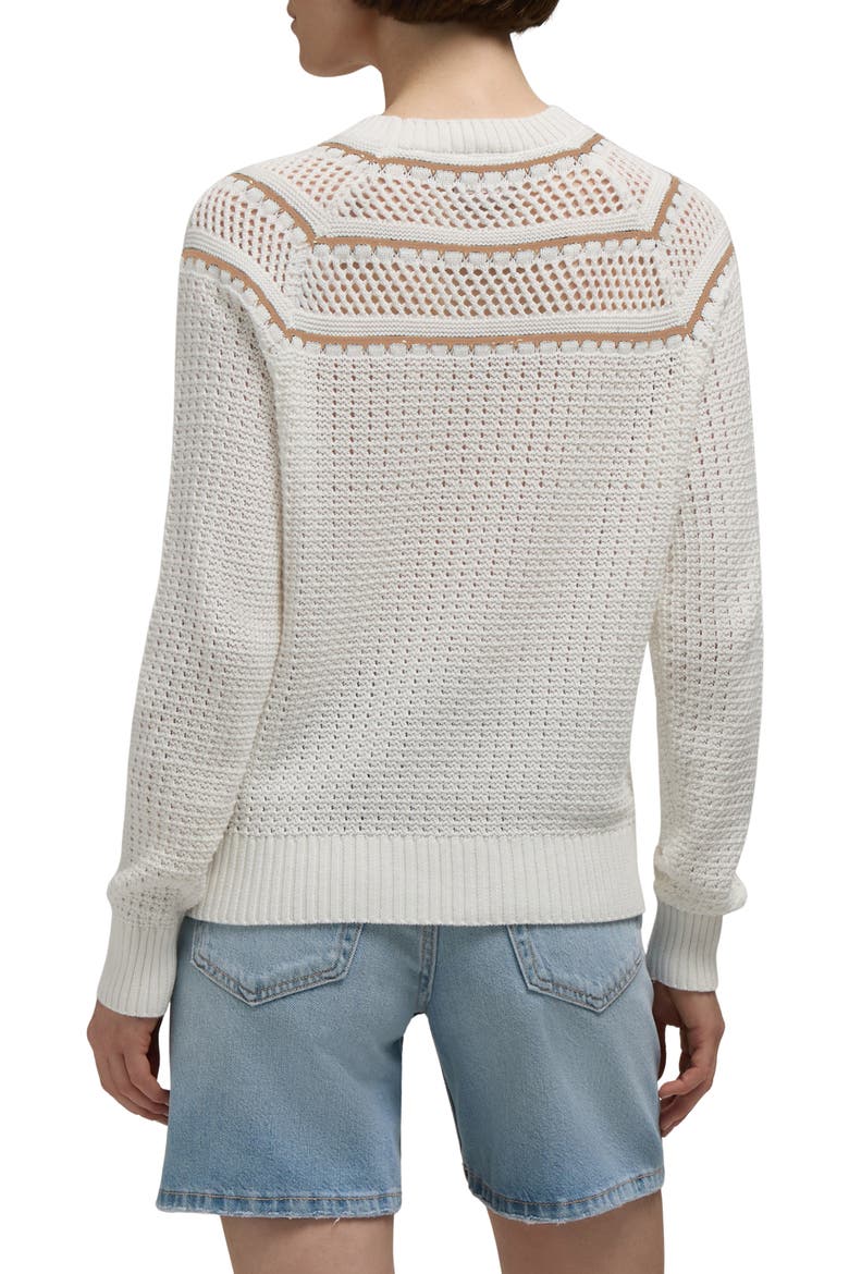 Pointelle Knit Cotton Sweater, Alternate, color, SNOW-WHITE