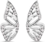 Haus of Brilliance .925 Sterling Silver 1/6ct TDW Diamond Butterfly Earrings