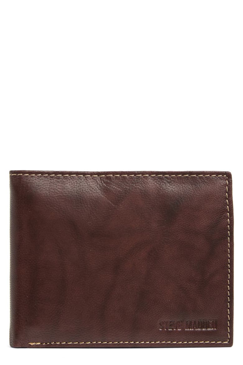 Leather Bifold Wallet, Main, color, BROWN