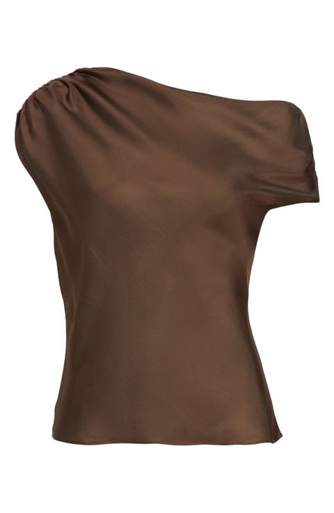 Veda Ruched One-Shoulder Top