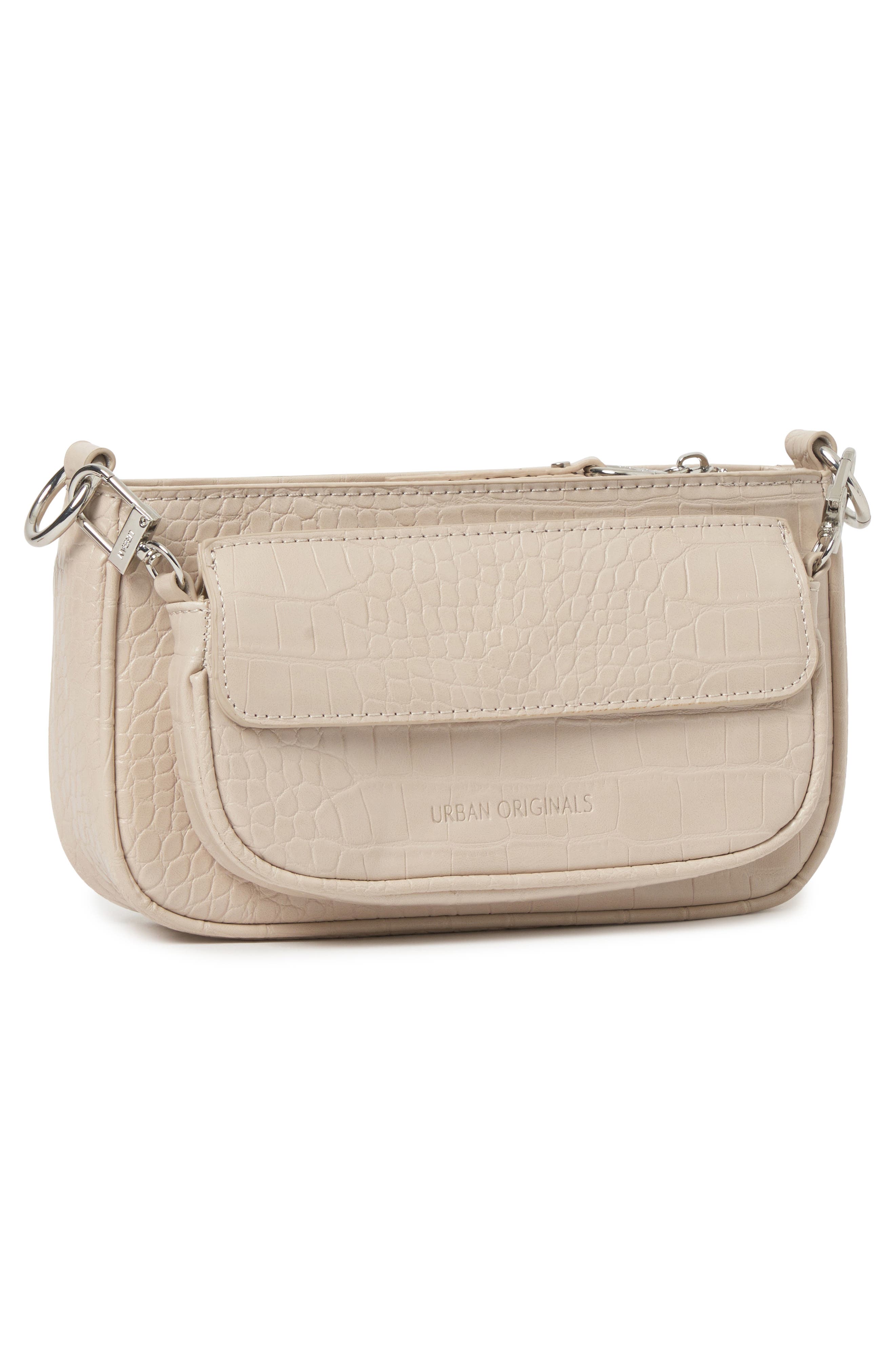 A Little Crazy Croc Shoulder Bag, Alternate, color, CREAM