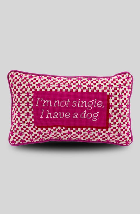 Single Dog Needlepoint Pillow