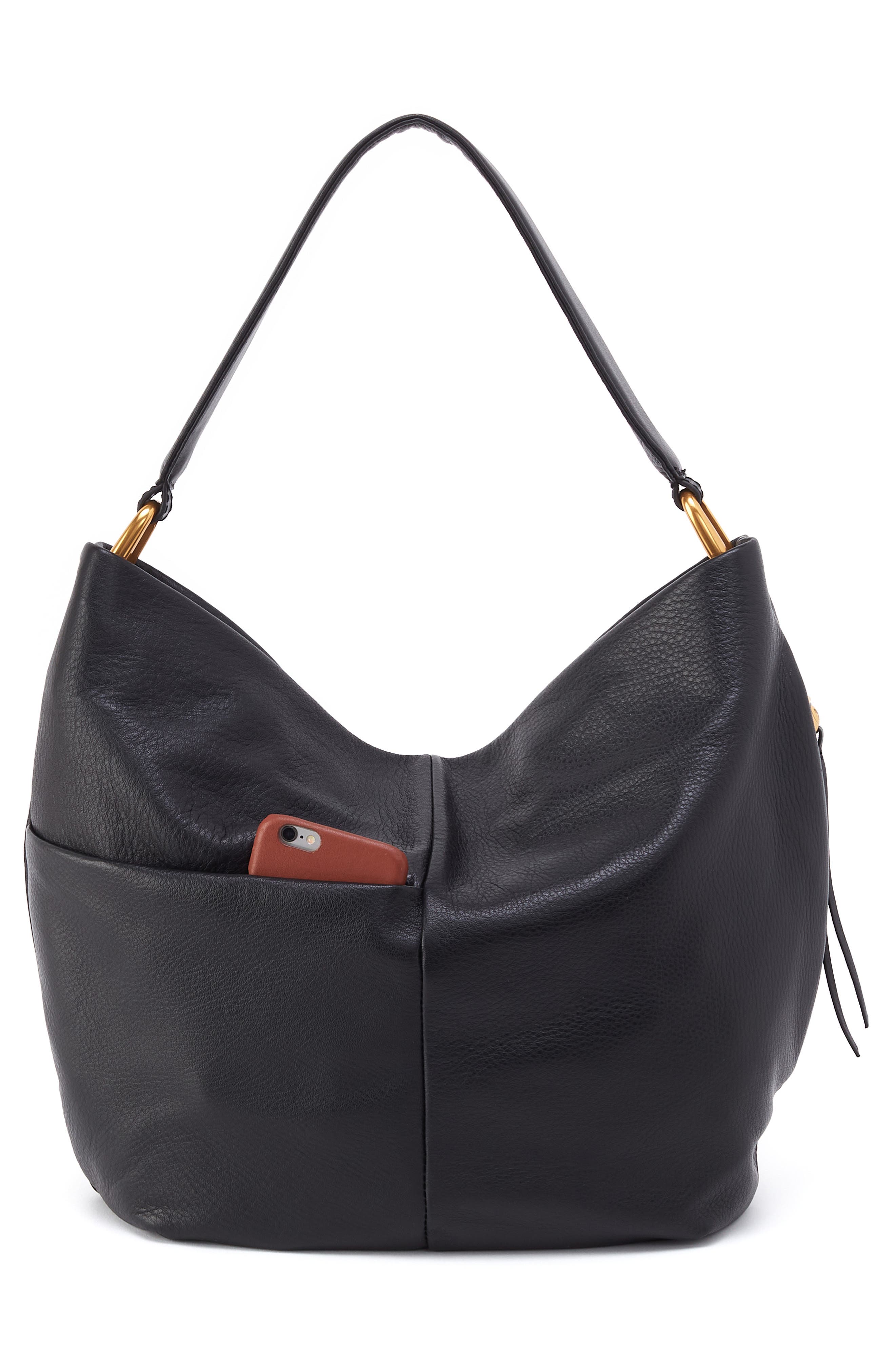 HOBO Harley Leather Hobo Bag, Alternate, color, Black