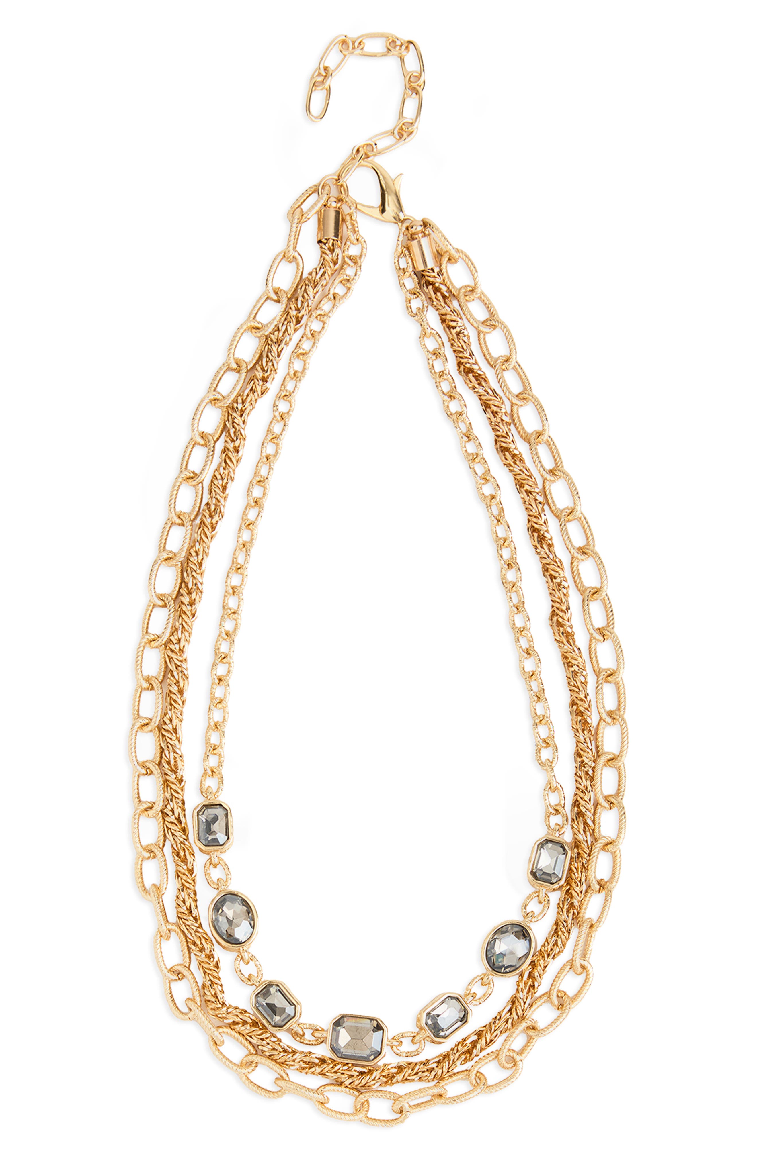 SAACHI Crystal Mixed Chain Layered Necklace