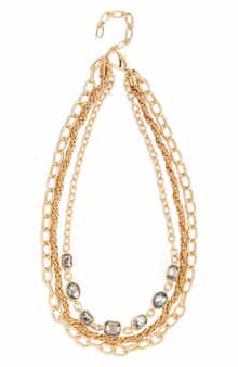 SAACHI Crystal Mixed Chain Layered Necklace