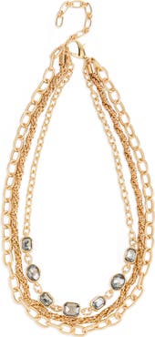 SAACHI Crystal Mixed Chain Layered Necklace
