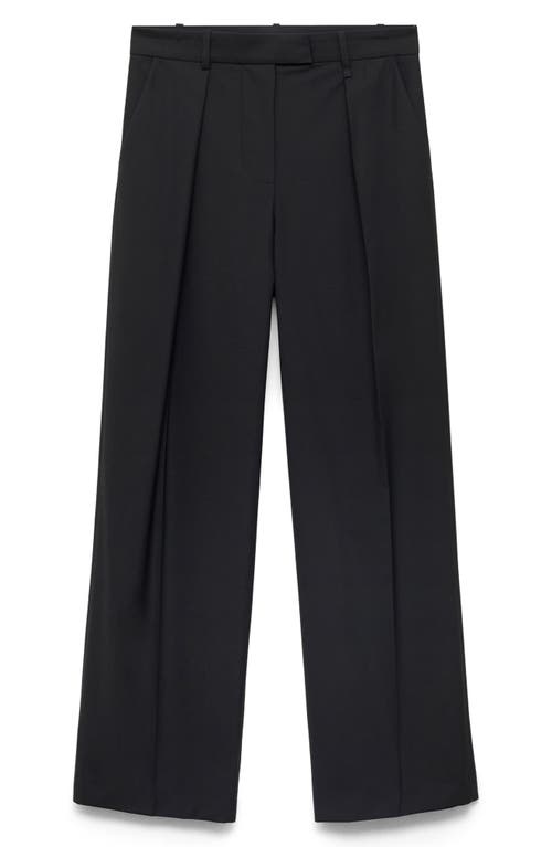 Mango Pleat Front Straight Leg Pants In Charcoal