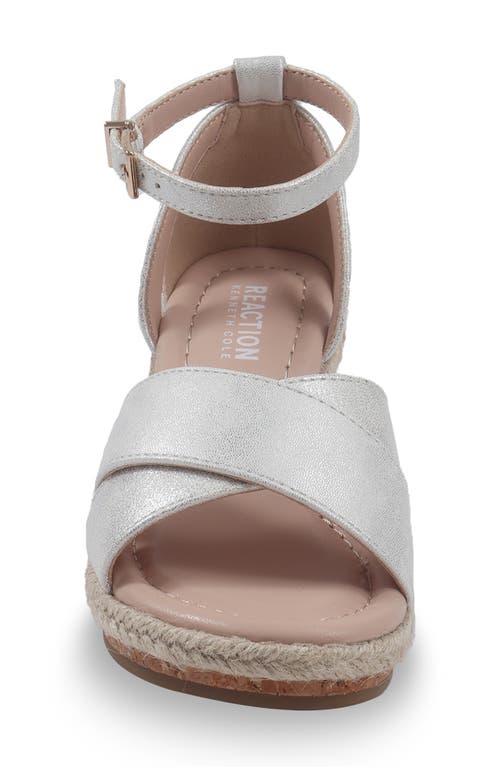 Kenneth Cole Kids' Anastasia Charlie Wedge Sandal In White/silver