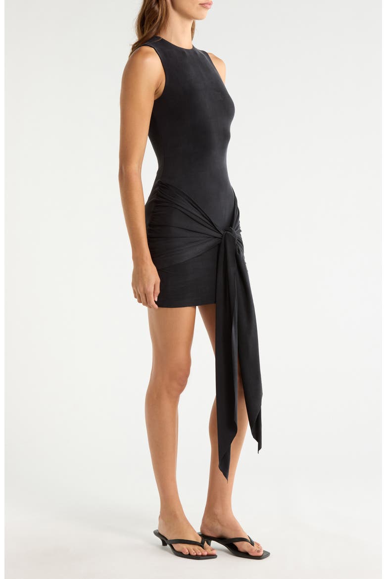 Cupro Jersey Wrap Minidress, Alternate, color, OBSIDIAN