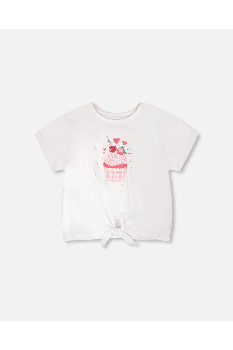 Organic Cotton Jersey Cupcake T-Shirt with Tie at Waist, Main, color, White