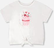 Deux par Deux Organic Cotton Jersey Cupcake T-Shirt with Tie at Waist