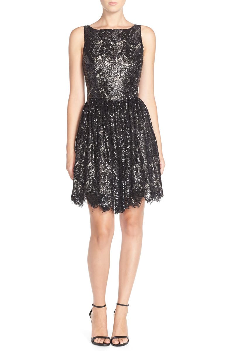BB Dakota by Steve Madden BB Dakota 'Sabrina' Sequin Fit & Flare Dress, Alternate, color, 