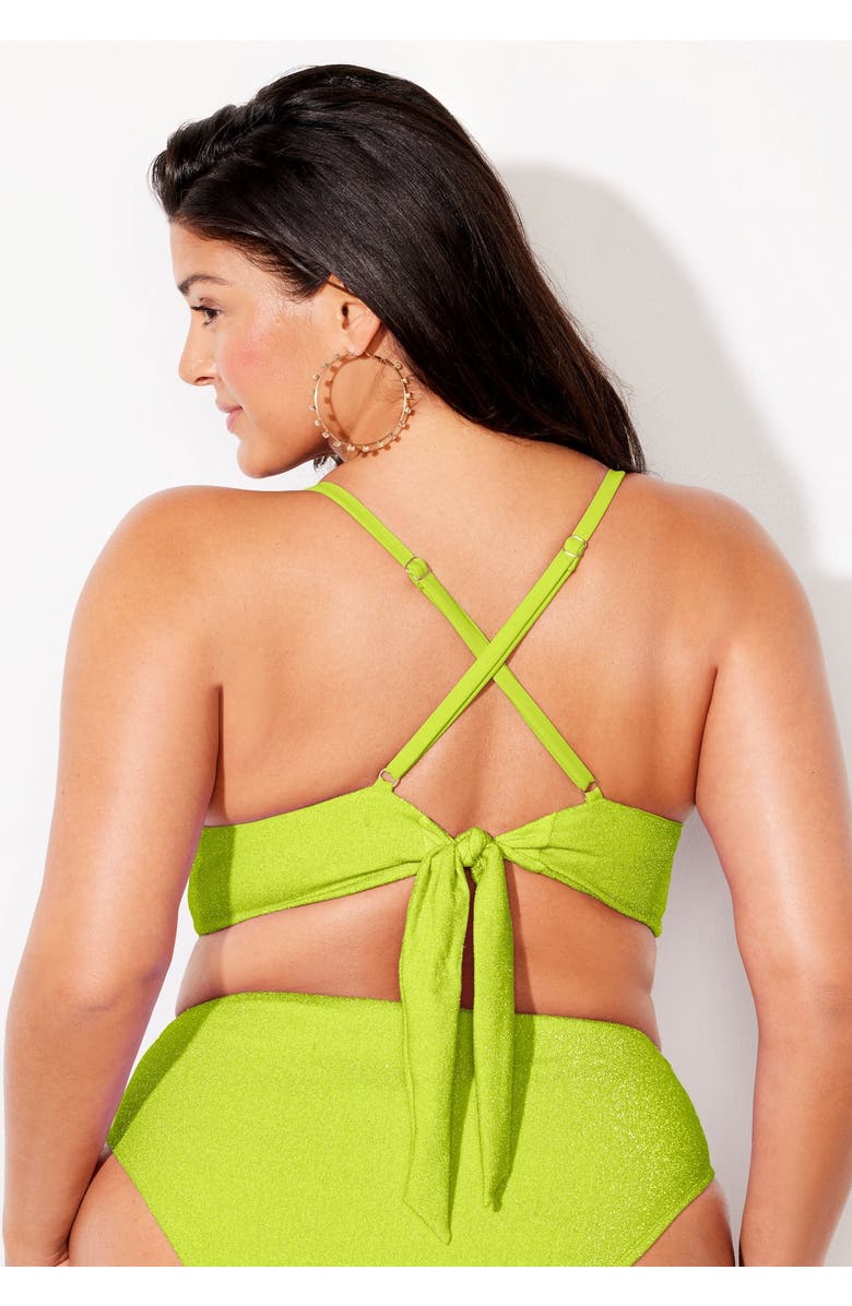 Swimsuits for All Longline Sparkle Bikini Top, Alternate, color, Neon Lime