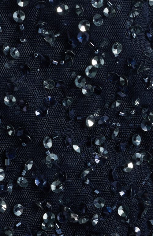 Pisarro Nights Beaded Sequin Embellished Mesh Column Gown With Jacket In Black